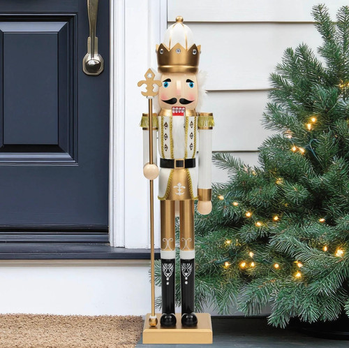 Gold wooden nutcracker - gold,